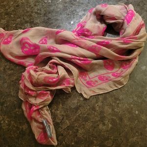 💯Authentic Alexander McQueen Silk Scarf. Grey & Pink